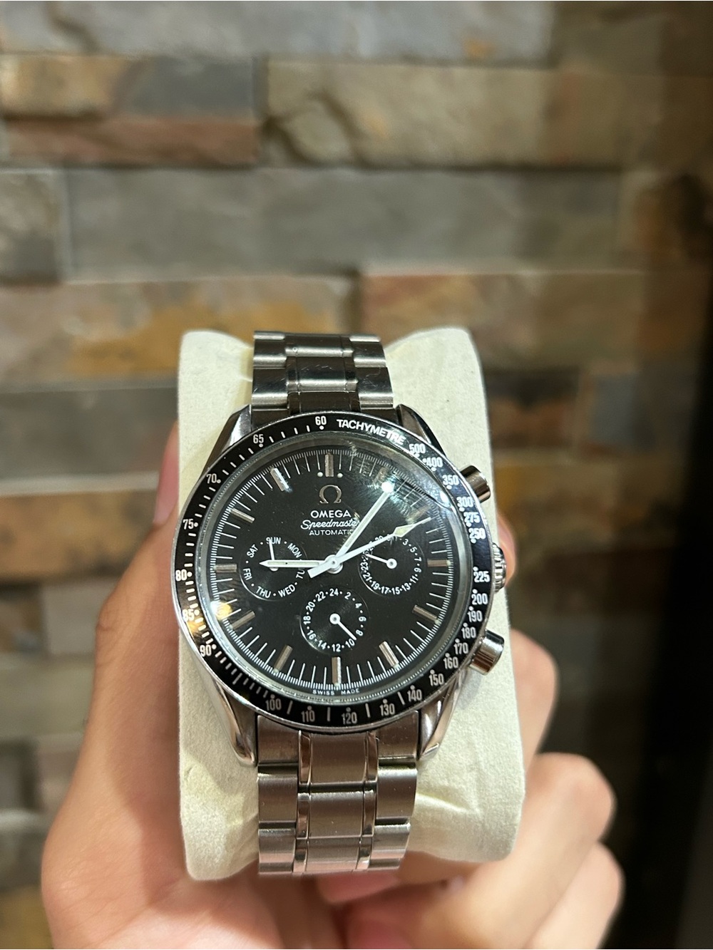 Omega Stainless Steel Chronograph Watch - Black Dial